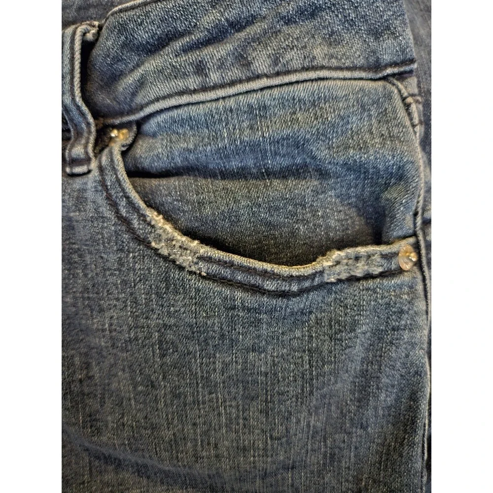 1. STATE SKINNY‎ HIGH RISE Med. Wash Distress Raw Hems Skinny Jeans Sz 29